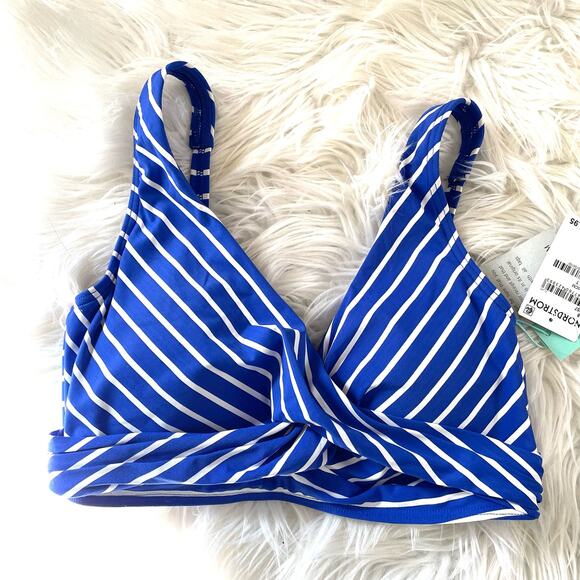 Sea Level Swim Crossover Cobalt Blue Stripe Bikini Swimsuit Swim Top women M new - Picture 2 of 12